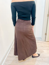 Load image into Gallery viewer, Habitual Suede Midi Skirt With Front Slit | Chocolate Torte