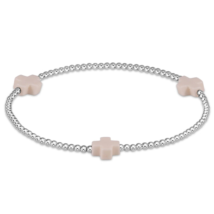 enewton Signature Cross Sterling Pattern 2mm Bead Bracelet - Off-White
