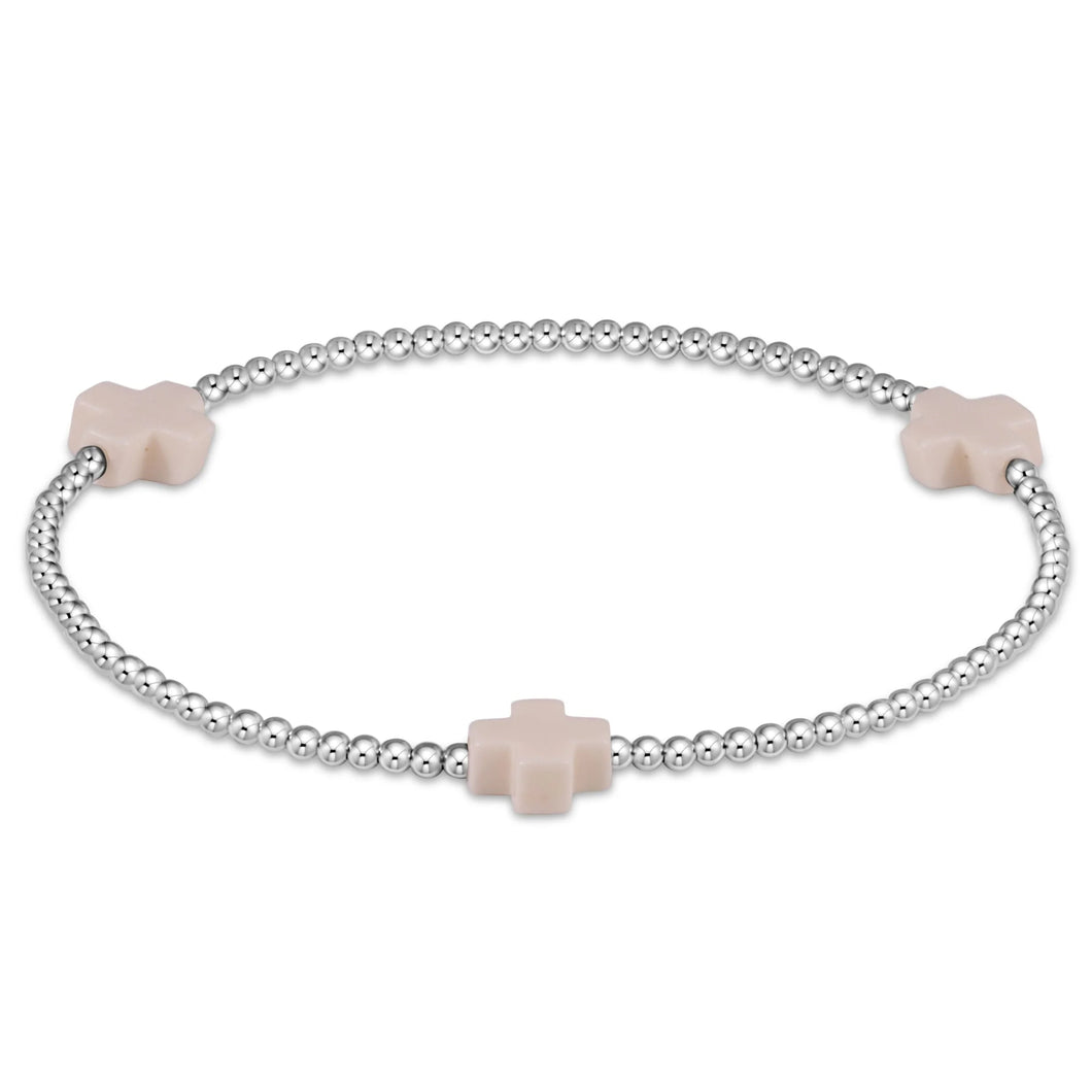 enewton Signature Cross Sterling Pattern 2mm Bead Bracelet - Off-White