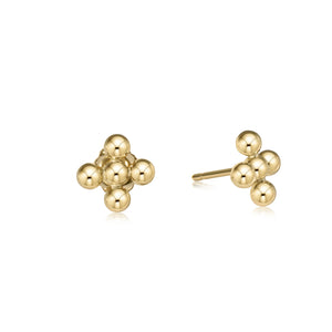 enewton Classic Beaded Signature Cross Stud - 3mm Bead Gold