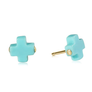 enewton Signature Cross Stud - Turquoise