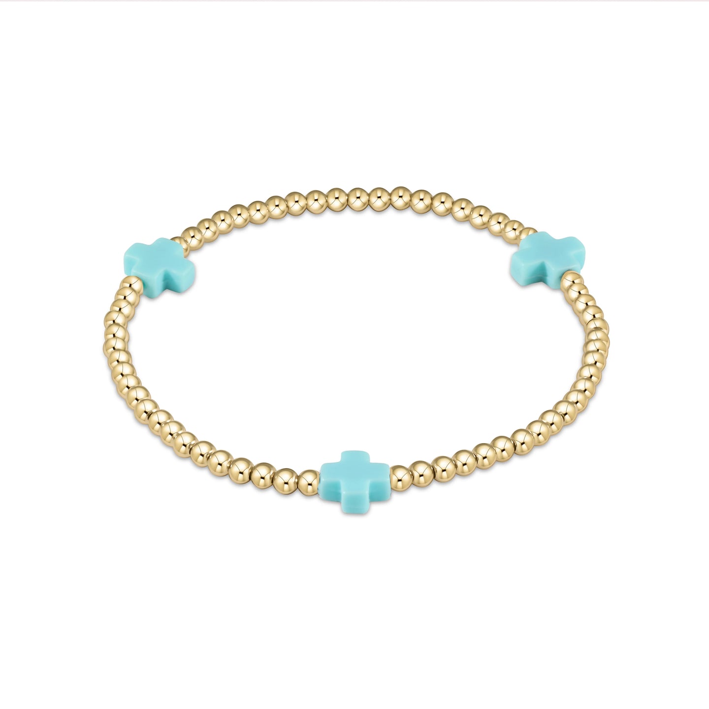 enewton egirl Signature Cross Gold Pattern 3mm Bead Bracelet - Turquoise