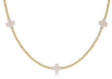 Load image into Gallery viewer, enewton - 15" Choker Beaded - Signature Cross 2mm Gold - Off White