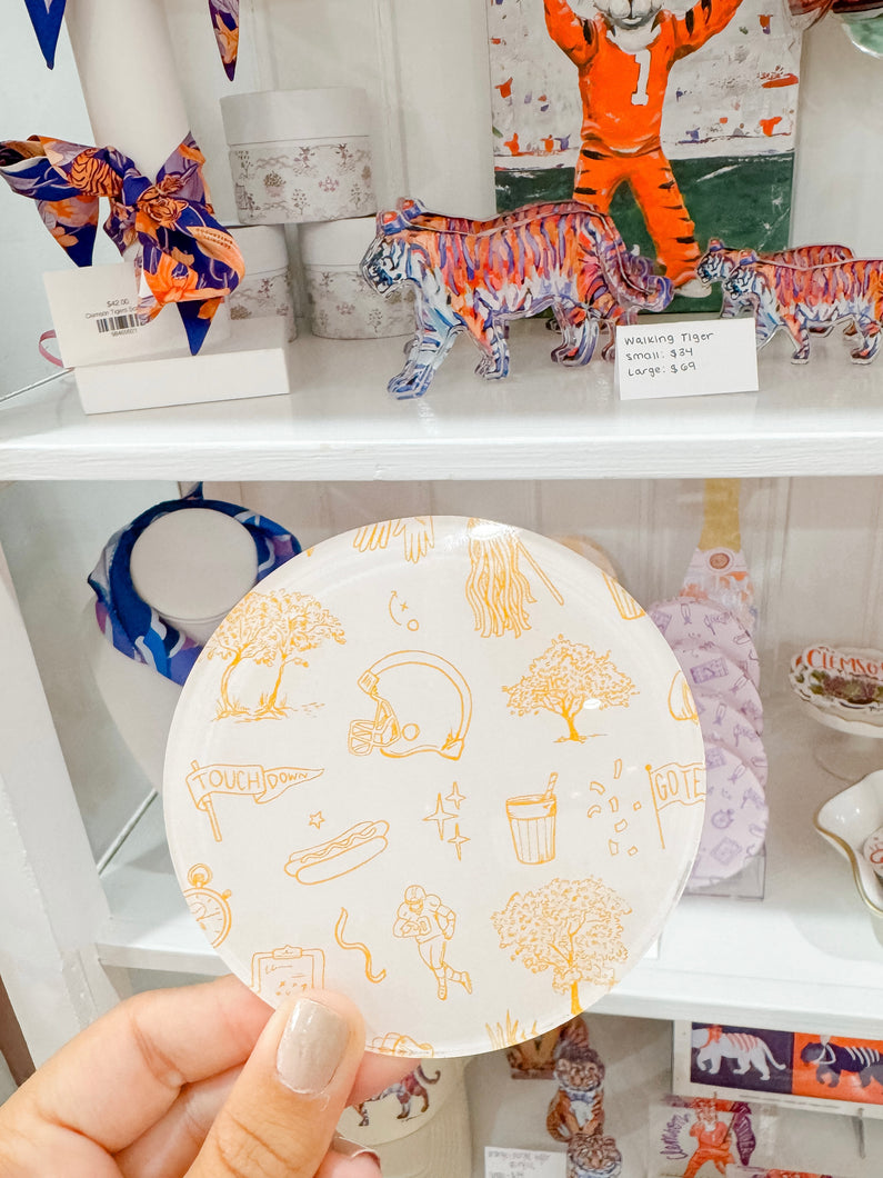 Orange Football Toile Coaster