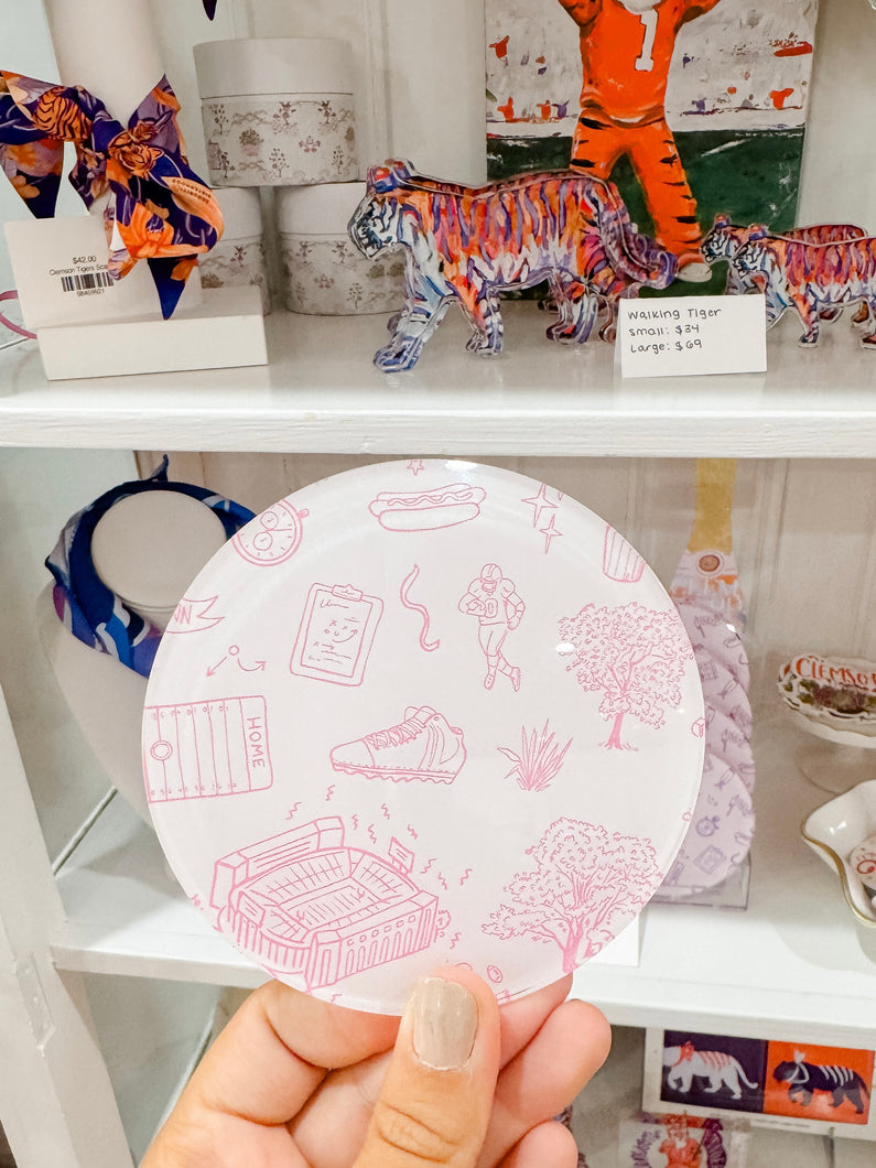 Pink Football Toile Coaster