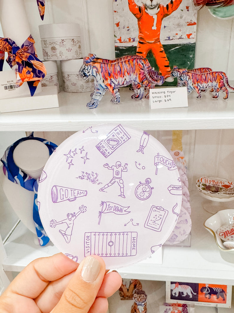 Purple Football Toile Coaster