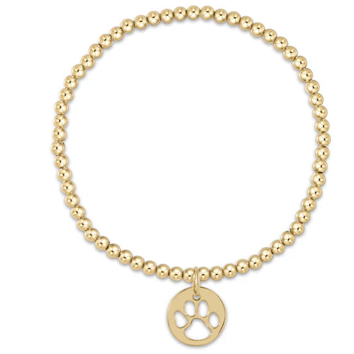 enewton Classic Gold 3mm Bead Bracelet - Paw Print Gold Disc