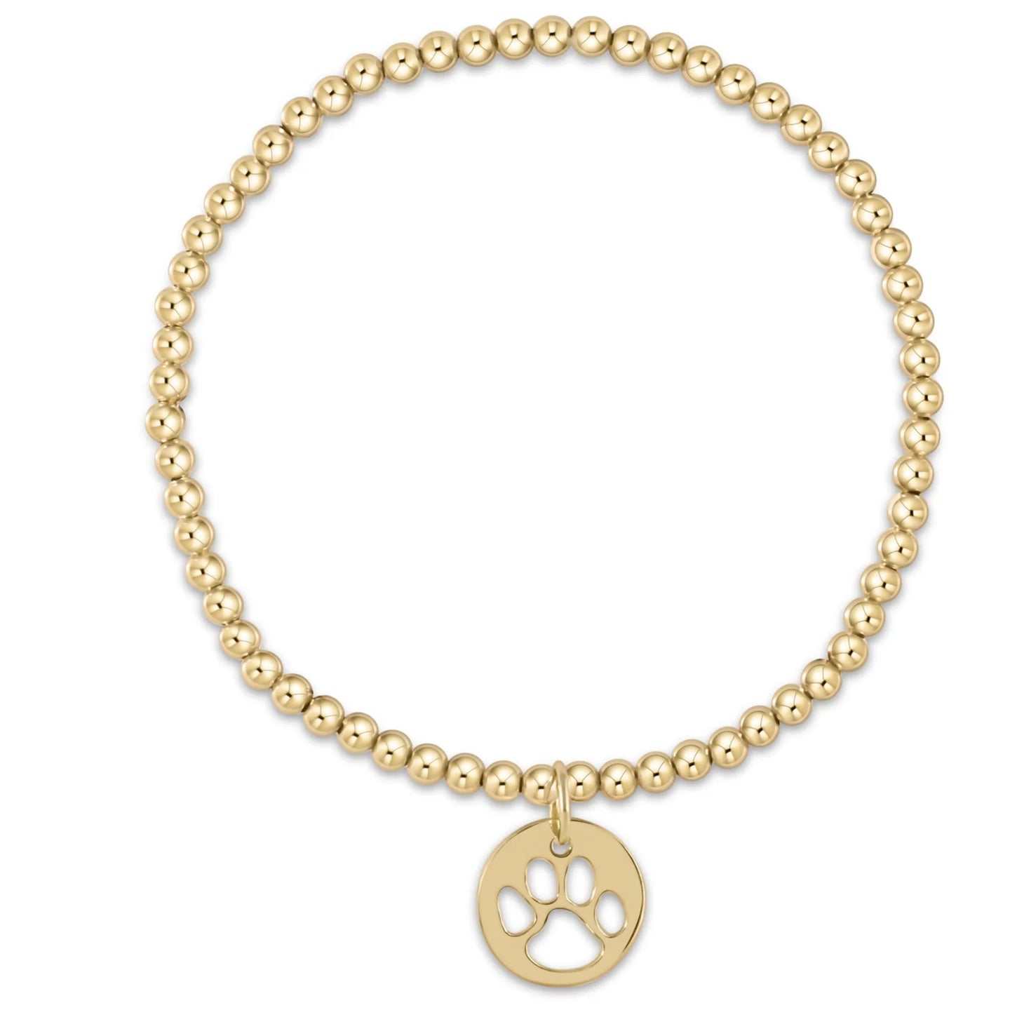 enewton egirl Classic Gold 3mm Bead Bracelet - Paw Print Gold Disc