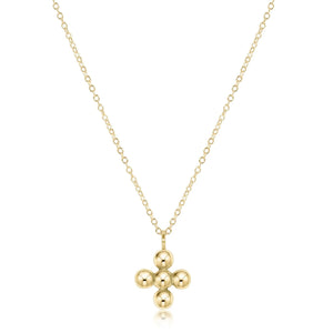 enewton 16" Necklace Gold - Classic Beaded Signature Cross Gold - 4mm Bead Gold