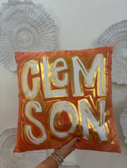 Gold Foil Orange Clemson Pillow