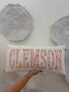 Orange Floral Clemson Pillow