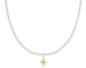 enewton 15" Choker Classic Pearl 3mm Bead - Signature Cross
