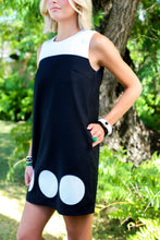 Load image into Gallery viewer, Dottie Hart Charlene Shift Dress - Nassau Night Black with Worth Avenue White Dots