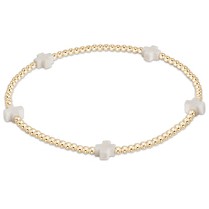 enewton egirl Signature Cross Small Gold Pattern 2mm Bead Bracelet - Off-White