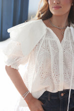 Load image into Gallery viewer, Karlie White Eyelet Novelty Collar Top
