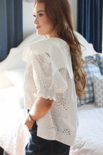 Load image into Gallery viewer, Karlie White Eyelet Novelty Collar Top