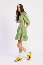 Load image into Gallery viewer, Jacquie the Label Romona Mini Dress | Green Tonal Stripe
