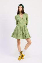 Load image into Gallery viewer, Jacquie the Label Romona Mini Dress | Green Tonal Stripe