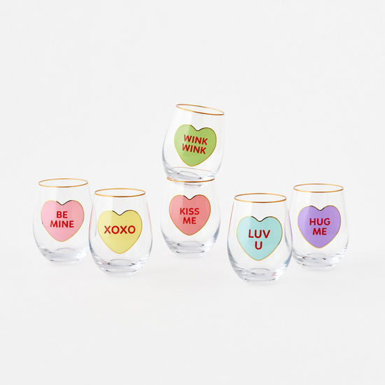 Conversation Heart Wine Glass