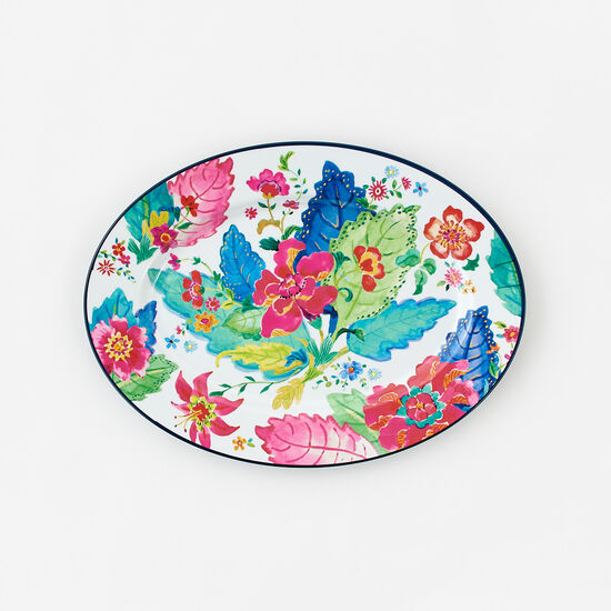 Tobacco Leaf Enamel Oval Platter