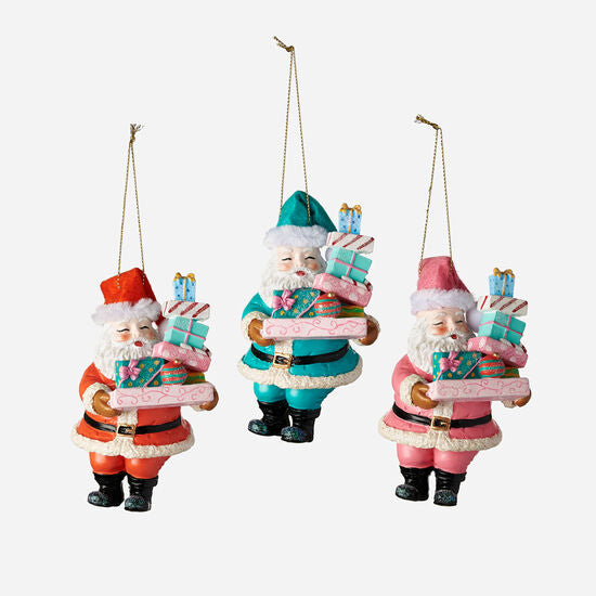 Santa w/ Gift Box Ornaments