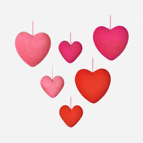 Medium Flocked Hearts