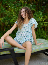Load image into Gallery viewer, Brooks Avenue Ivy Flutter Sleeve Pajama Set Short | Rosemary White