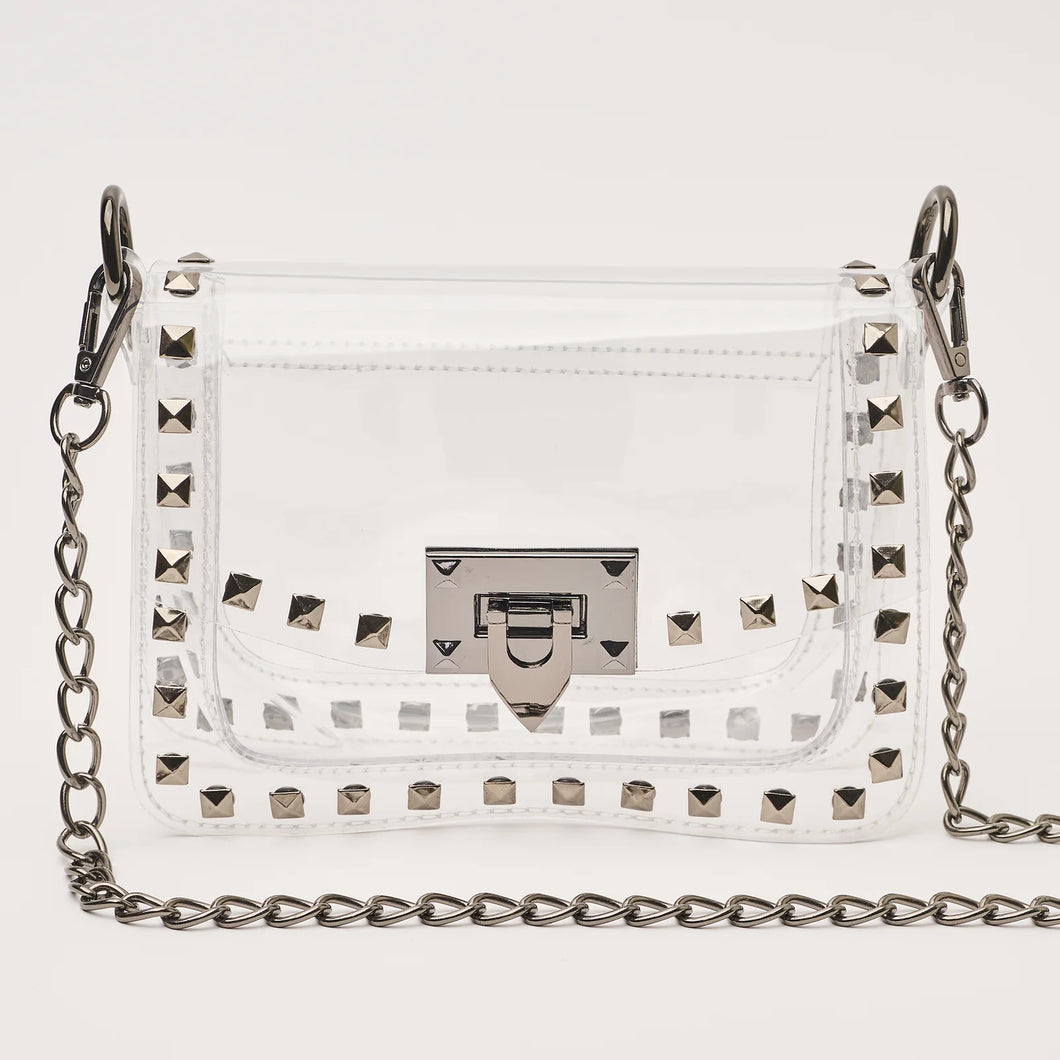 Jackie in Gunmetal Clear Crossbody