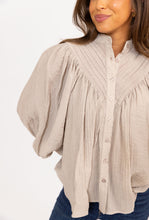 Load image into Gallery viewer, Karlie Sand Pleat Button Top