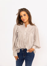 Load image into Gallery viewer, Karlie Sand Pleat Button Top