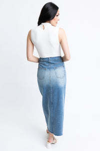 Karlie Denim Slit Front Skirt