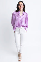 Load image into Gallery viewer, Karlie Satin Pleat Button Up Top