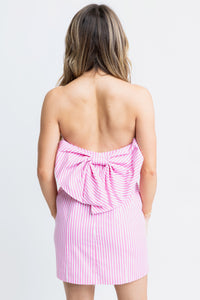 Karlie Stripe Bustier Bow Back Dress