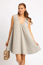 Load image into Gallery viewer, Karlie Linen Stripe Scoop Dress