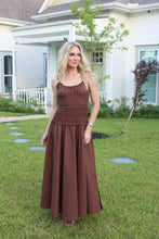 Load image into Gallery viewer, Karlie Solid Smock Cami Maxi Dress | Chocolate