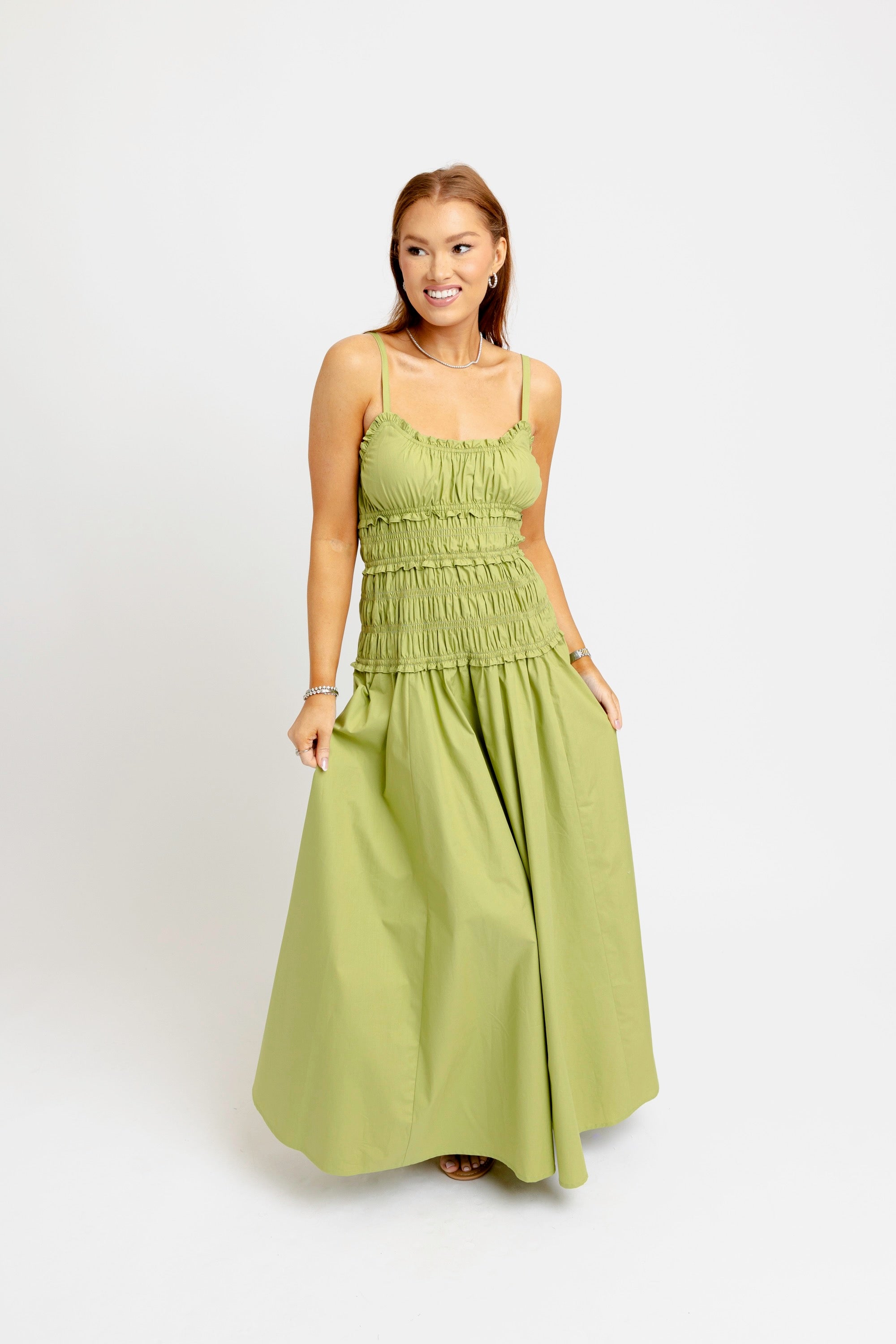 Karlie Solid Smock Cami Maxi Dress