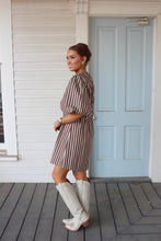 Load image into Gallery viewer, Karlie Stripe Scallop Puff Sleeve Shirt Dress
