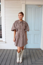 Load image into Gallery viewer, Karlie Stripe Scallop Puff Sleeve Shirt Dress