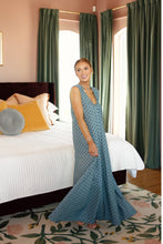 Load image into Gallery viewer, Karlie Denim Polka Dot Scoop Maxi Dress