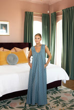 Load image into Gallery viewer, Karlie Denim Polka Dot Scoop Maxi Dress