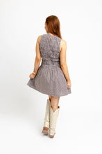 Load image into Gallery viewer, Karlie Smocked Brown Gingham Mini Dress