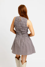 Load image into Gallery viewer, Karlie Smocked Brown Gingham Mini Dress