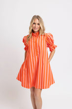 Load image into Gallery viewer, Karlie Stripe Button Tie Back Pleat Dress