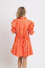 Load image into Gallery viewer, Karlie Stripe Button Tie Back Pleat Dress