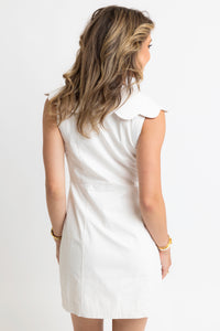 Karlie Ivory Scallop Sleeveless Dress