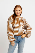 Load image into Gallery viewer, Karlie Stripe Bubble 3/4 Sleeve Top