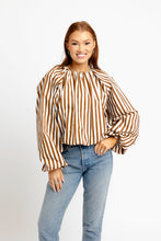 Load image into Gallery viewer, Karlie Stripe Bubble 3/4 Sleeve Top