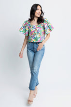 Load image into Gallery viewer, Karlie Palm Square Neck Poplin Top
