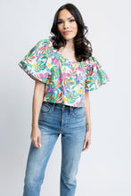 Load image into Gallery viewer, Karlie Palm Square Neck Poplin Top