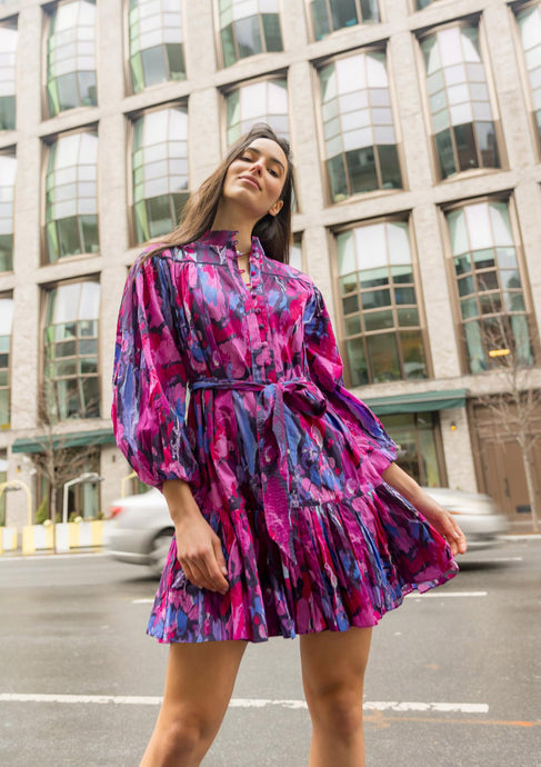 Alivia Lori Dress | Magenta Paint Burst